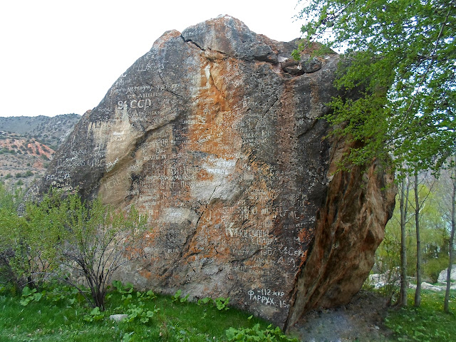 Камень Домовая книга на озере Искандеркуль