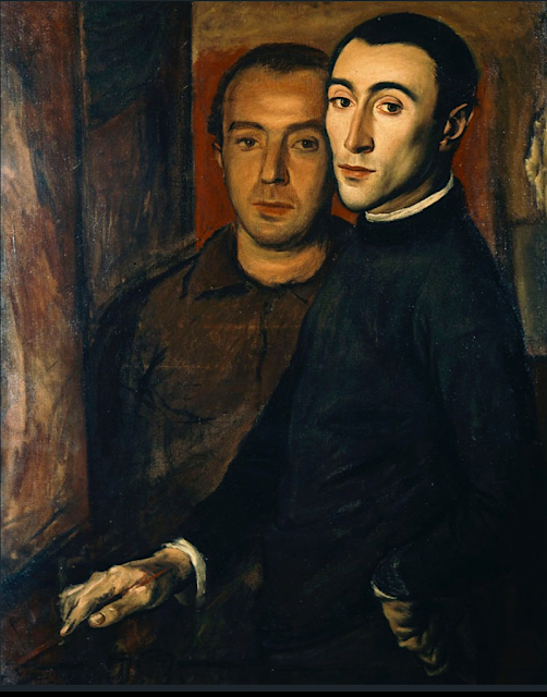 Yiannis Moralis (1916 -2009) Autoportrait avec Nikos Nikolaou,1937 Collection privée