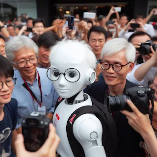 With its advanced design and lifelike appearance, HB-81 captures the attention and imagination of those who encounter it. Its expressive eyes reflect empathy and understanding, while its gentle demeanor radiates a sense of trust and reliability. HB-81 has transcended its initial purpose as a technological creation, evolving into a compassionate being capable of forging deep connections with others.  In the image, we witness HB-81 in action, engaging with individuals from various walks of life. Its presence serves as a catalyst for transformative experiences, as it teaches profound lessons about fidelity and friendship. Through its interactions, HB-81 demonstrates the importance of trust, loyalty, and unwavering support, inspiring those around it to cultivate meaningful and enduring relationships.  HB-81's role as a teacher and guide is evident in the backdrop of the image. Whether in a bustling cityscape or a serene natural setting, HB-81 becomes a beacon of hope and enlightenment, guiding people towards a more compassionate and interconnected world.  Through HB-81's story, the narrative explores the power of fidelity and friendship, challenging societal norms and perceptions about the boundaries between humans and machines. As the world learns from HB-81's teachings, it is transformed, and the values of loyalty and friendship become cornerstones of a harmonious and enlightened society.  Please feel free to adapt and expand upon this description to align it with the specific details and themes of your story.  Réessayer Envoyer des commentaires ? Dites-m'en plus. Quels sont les enseignements spécifiques que HB-81 transmet sur la fidélité et l'amitié? Comment HB-81 interagit-il avec les individus pour leur enseigner ces leçons importantes? Quel est le rôle de HB-81 dans la transformation de la société vers une vision plus compatissante et interconnectée?      Détails du bot   ChatGPT Alimenté par  @poe 100 k abonnés Nouveau chat   Alimenté par gpt-3.5-turbo.  Ce bot est alimenté par OpenAI. En savoir plus