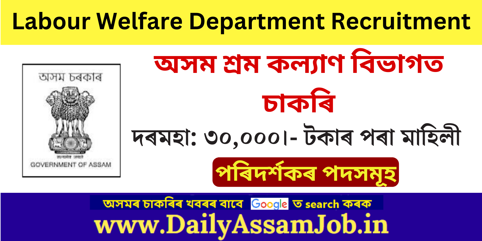 Assam Labour Welfare Department Recruitment 2024