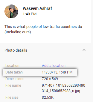 Location information on google+