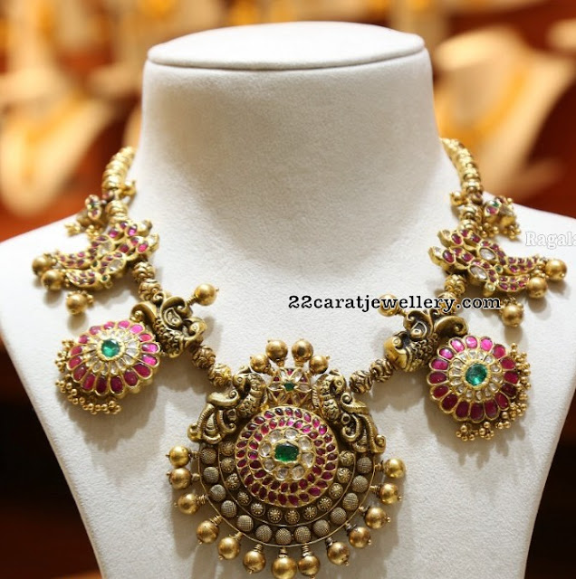 Peacock Kundan Necklace Malabar Gold 