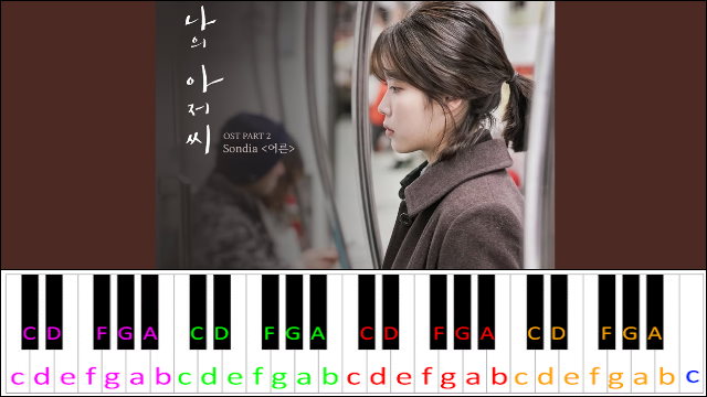 Adult / Grown Ups 어른 by Sondia (My Mister) Piano / Keyboard Easy Letter Notes for Beginners