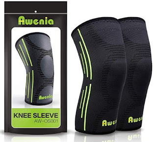 Awenia Knee Braces Support Compression Sleeves 1 Pair for Running Arthritis ACL Meniscus Tear Joint Pain Relief and Injury Recovery Basketball and More Sports (FDA Approved)