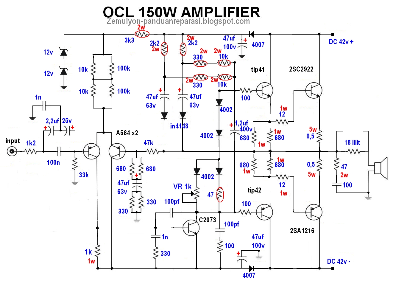 TEKNIK MODIFIKASI AMPLIFIER OCL  150WATT 400WATT 