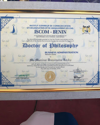 #BBNaija star Anto Lecky bags honorary doctorate degree from Iscom University Benin