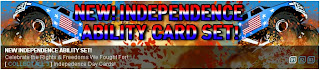 Independence ability card set banner at Superhero City