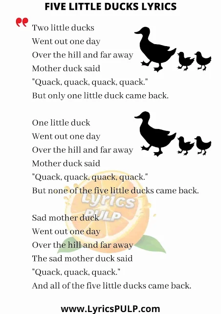 Five Little Ducks Lyrics • Nursery Rhymes