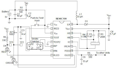 RE46C190 photoelectric smoke detector circuit