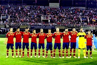 Selección de ESPAÑA Sub21 - Temporada 2013-14 - Sarabia, Suso, Campaña, Bernat, Carvajal, Óliver, Saúl Ñíguez, Jordi Amat, Morata, Pacheco y Muniain - ESPAÑA SUB 21 1 (Morata), HUNGRÍA SUB 21 0 - 14/10/2013 - Campeonato de Europa Sub 21, fase de grupos - Cartagena, Murcia, estadio Municipal de Cartagonova - Alineación: Pacheco; Carvajal, Jordi Amat, Saúl Ñíguez, Bernat; Sarabia (Rubén Pardo, 62'), Suso, Campaña, Óliver (Deulofeu, 79'); Muniain y Morata (Jesé, 89')