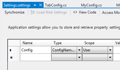 Settings file with custom type
