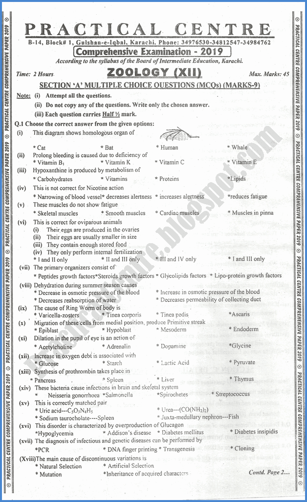 zoology-12th-practical-centre-guess-paper-2019-science-group