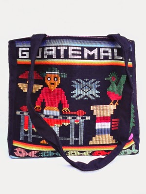 Bolso con bordado que consta de figuras mayas de Guatemala