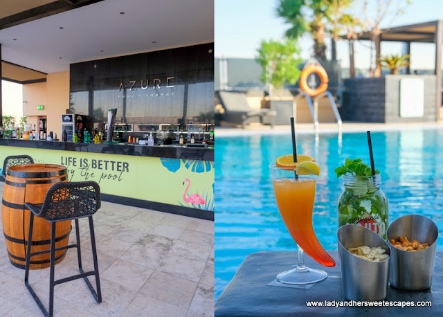 Azure pool and lounge in Pullman Hotel Dubai