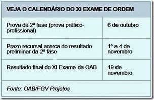 CRONOGRAMA XI EXAME OAB