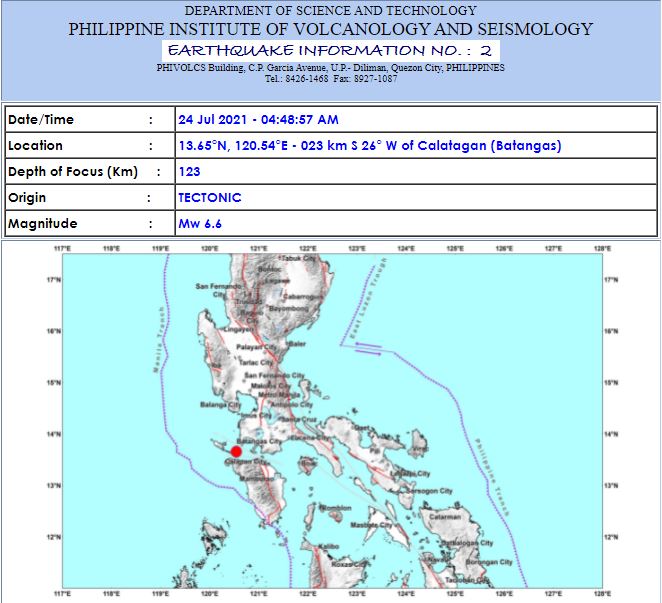 Magnitude 6.6 earthquake shakes Luzon, Metro Manila