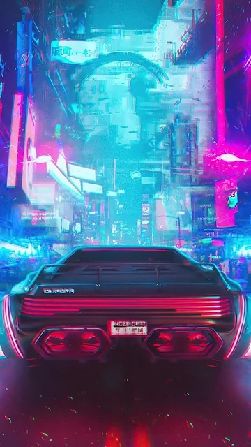 Retro Cyberpunk Car Wallpaper