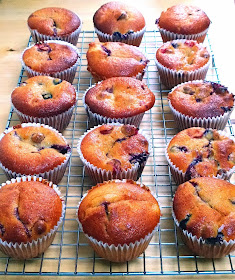 Banana, blueberry and cranberry muffins