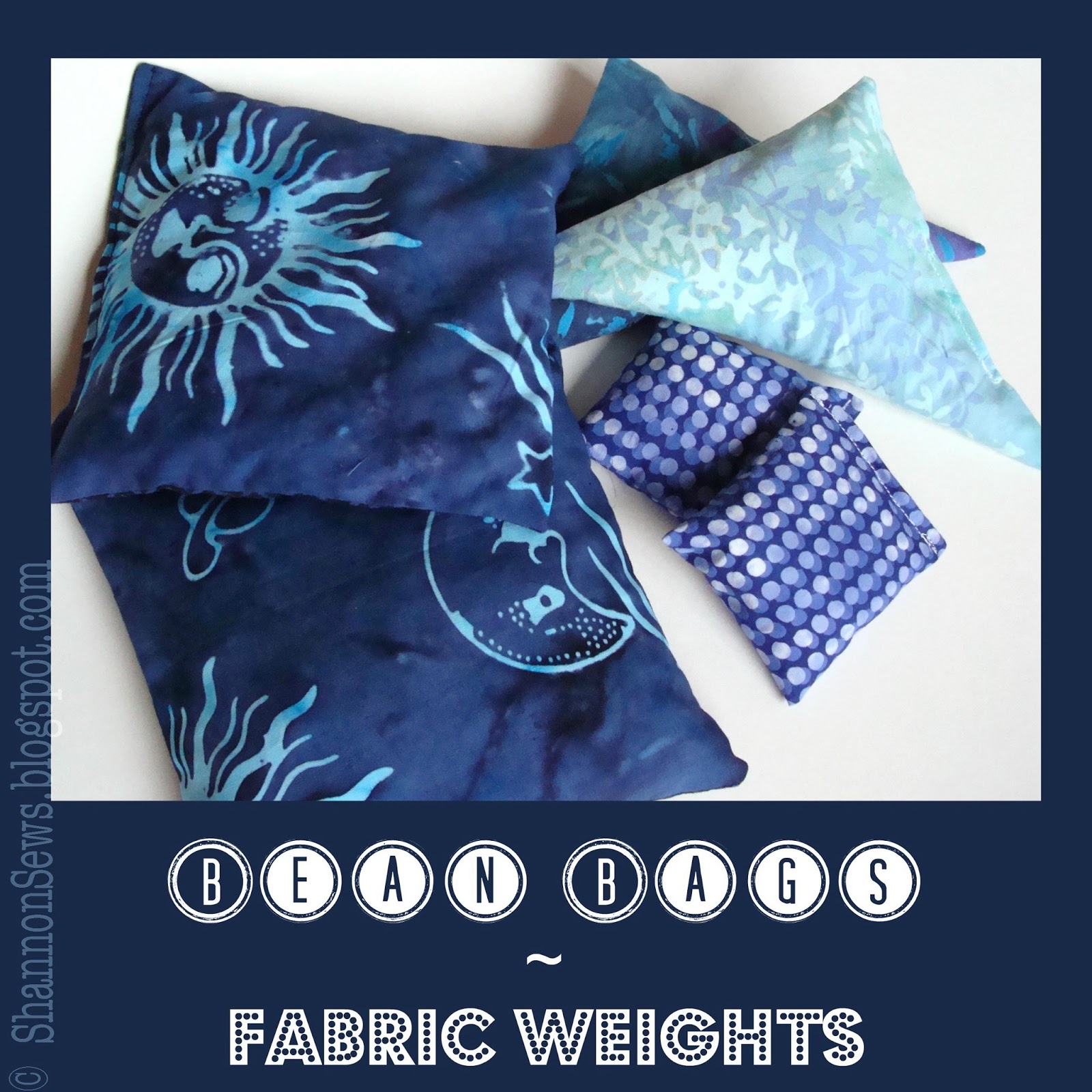 make your own bean bags or rice bags for fabric weights