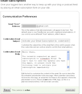 Email subscription by Feedburner ScreenShot