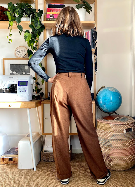 Diary of a Chain Stitcher: By Hand London Jackie Trousers in Gingerbread Houndstooth Wool Suiting from Fabworks