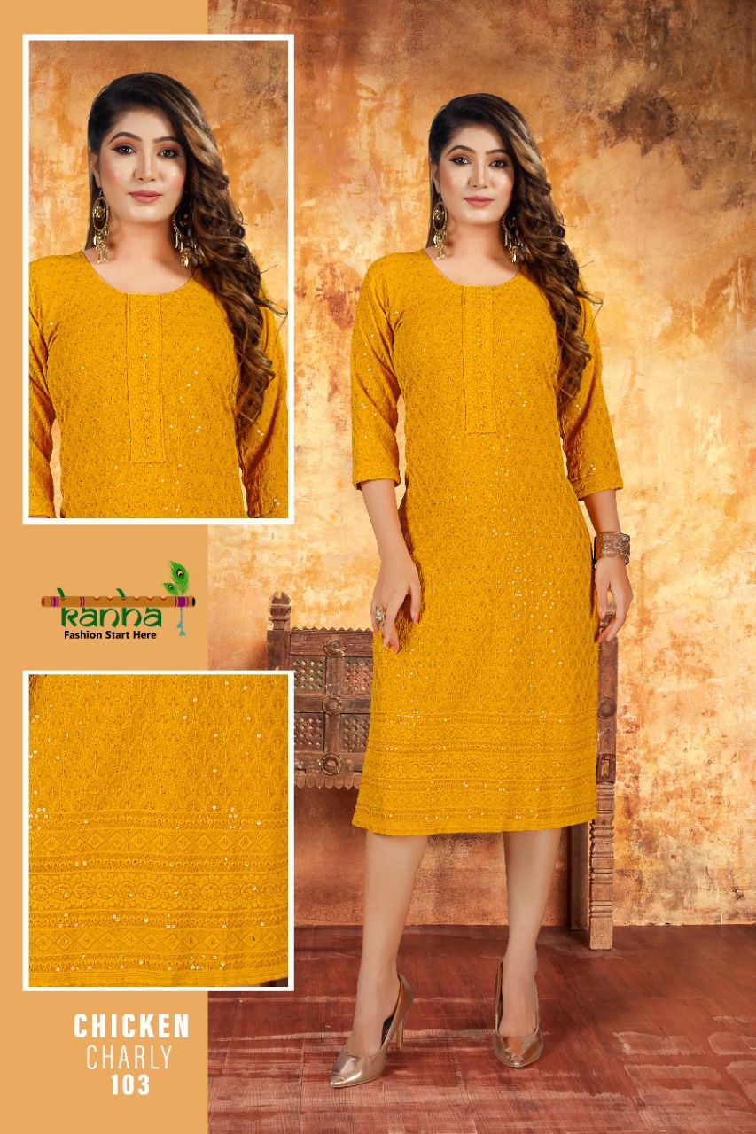 Cotton Chicken Shifli Work With Handblock Print Kurta Set – Shivansh Fab