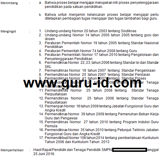 Update Contoh SK Pembagian Tugas Mengajar Guru SD SK Pembagian Tugas Mengajar Guru SD, SMP, SMA dan SMK 2017/2018