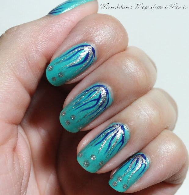 Waterfall/ Seascape Nail Design, Essie Viva Antigua and Loot the Booty