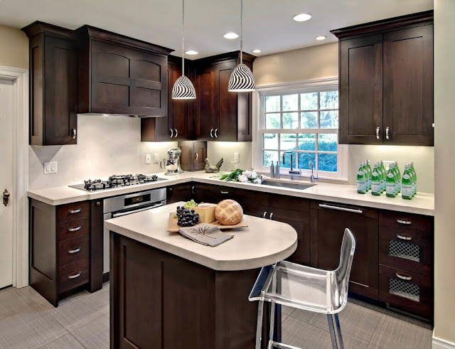 dark wood cabinets in a small kitchen design modern pictures