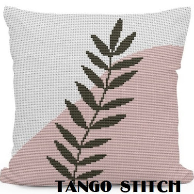 Easy abstract minimalistic leaf cross stitch pattern  - Tango Stitch