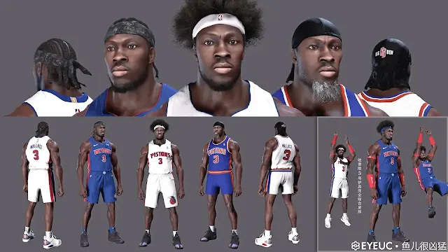 NBA 2K24 Ben Wallace Cyberface & Body Update (3 Hairstyles)