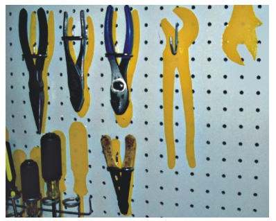 pegboard with tool outlines