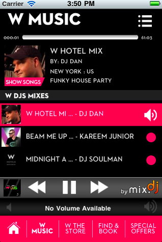 w hotel app music