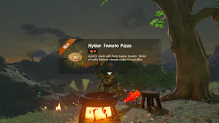 Hylian Tomato Pizza - A pizza made with fresh Hylian tomato. Slices of melty Hateno cheese make it irresistible.