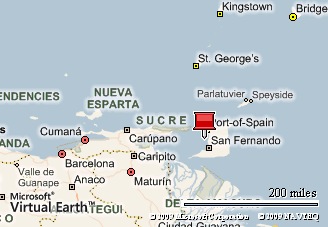 Location of Port-of-Spain, Northeast of Venezuela