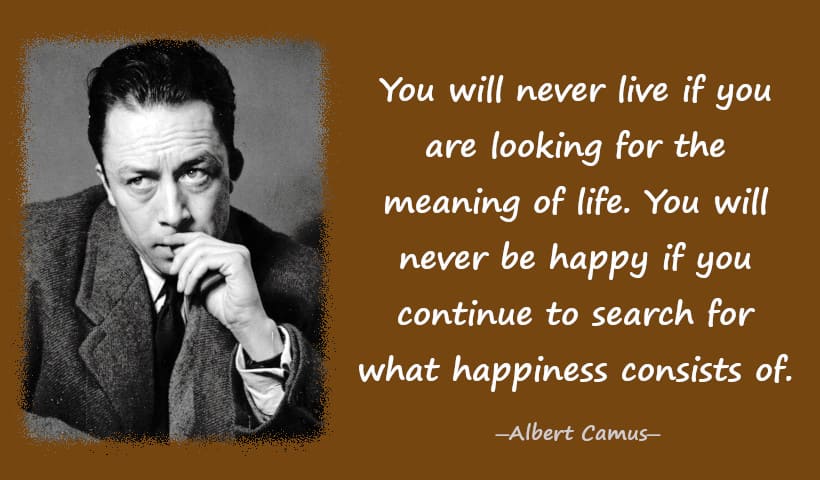 You will never live if you are looking for the meaning of life. You will never be happy if you continue to search for what happiness consists of.