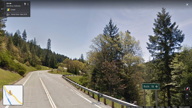 Turnoff to Go to Ruth Lake 18 miles. Highway 36 Humboldt County CA USA