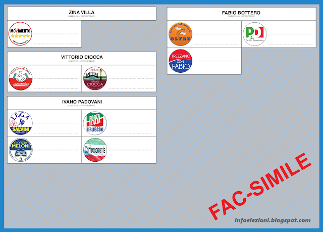 Fac Simile schede elezioni Trezzano sul Naviglio 2019