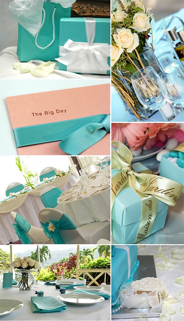 The color aqua is perfect for a beach theme wedding