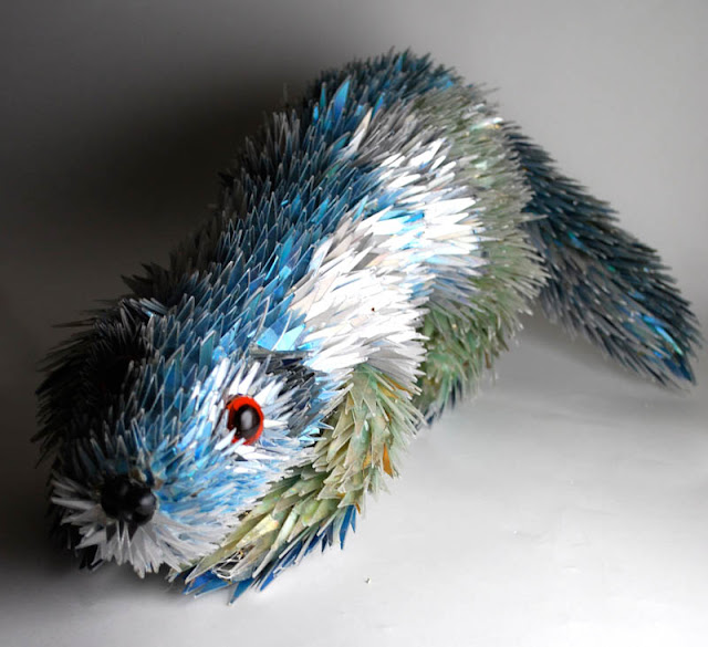 Amazing Animals Sculptures Made from Shattered CDs