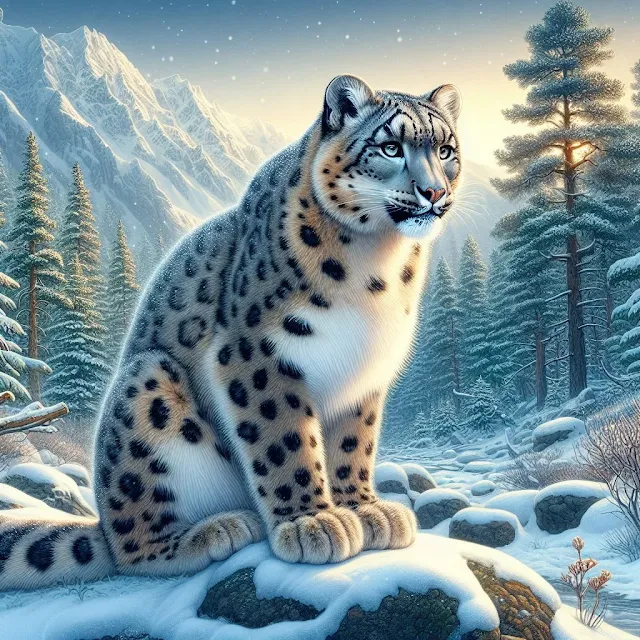 Leopardo de las nieves en su hábitat