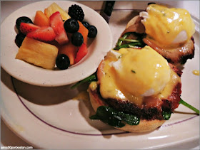 Smoked Salmon with Spinach and Tomato Eggs Benedict $15