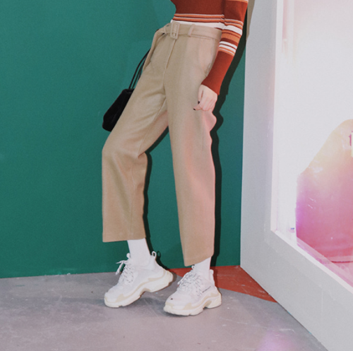 Belted Solid Tone Pants