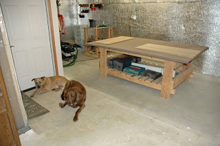 This is my assembly table and my 2 helpers. In that back corner is 