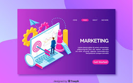 Landing Page With Isometric Marketing Laptop