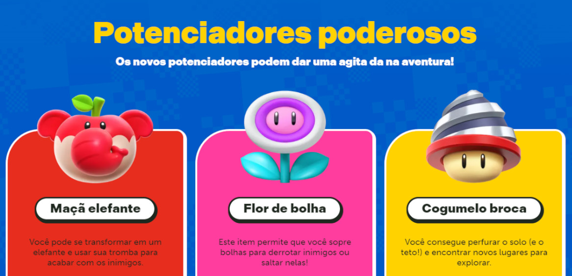 Graças ao site brasileiro de Super Mario Bros. Wonder, termo power-up  ganha tradução oficial em português; saiba mais