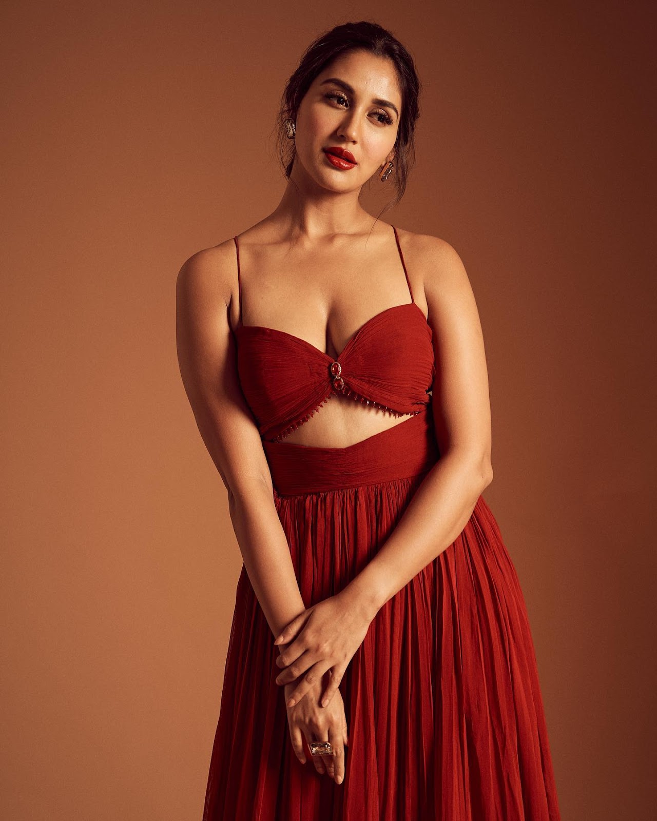 nikita dutta cleavage red dress khakee actress