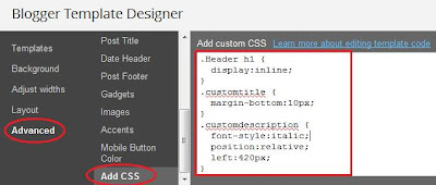 Add CSS code to Blogger template