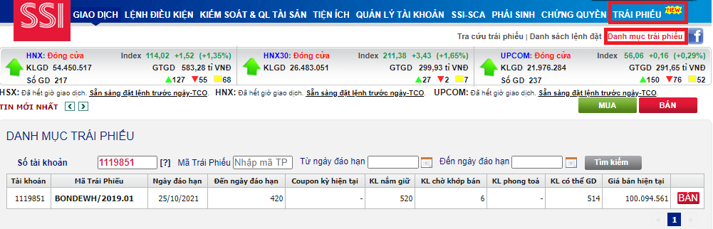 Hướng dẫn mua trái phiếu SBond trực tuyến trên Web Trading SSI