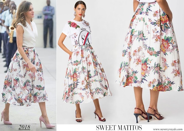 Queen Letizia wore Sweet Matitos Girasol cotton blend skirt